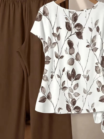 Women’s 2-Piece Floral Outfit – Shirt & Pants Set