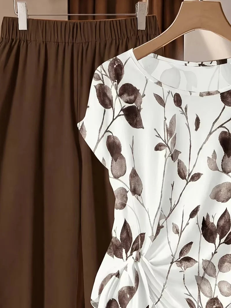 Women’s 2-Piece Floral Outfit – Shirt & Pants Set