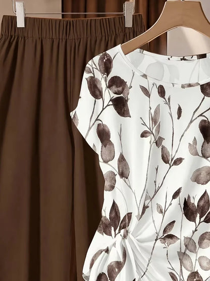 Women’s 2-Piece Floral Outfit – Shirt & Pants Set