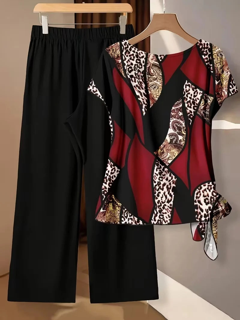 Women’s 2-Piece Floral Outfit – Shirt & Pants Set