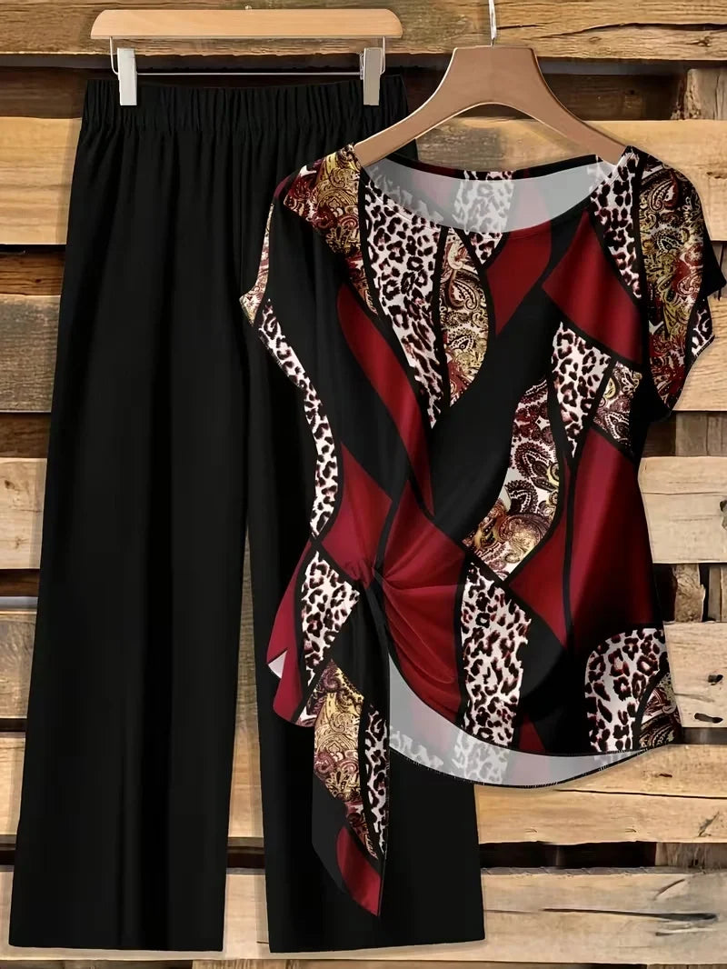 Women’s 2-Piece Floral Outfit – Shirt & Pants Set