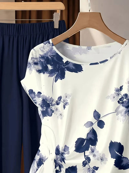 Women’s 2-Piece Floral Outfit – Shirt & Pants Set