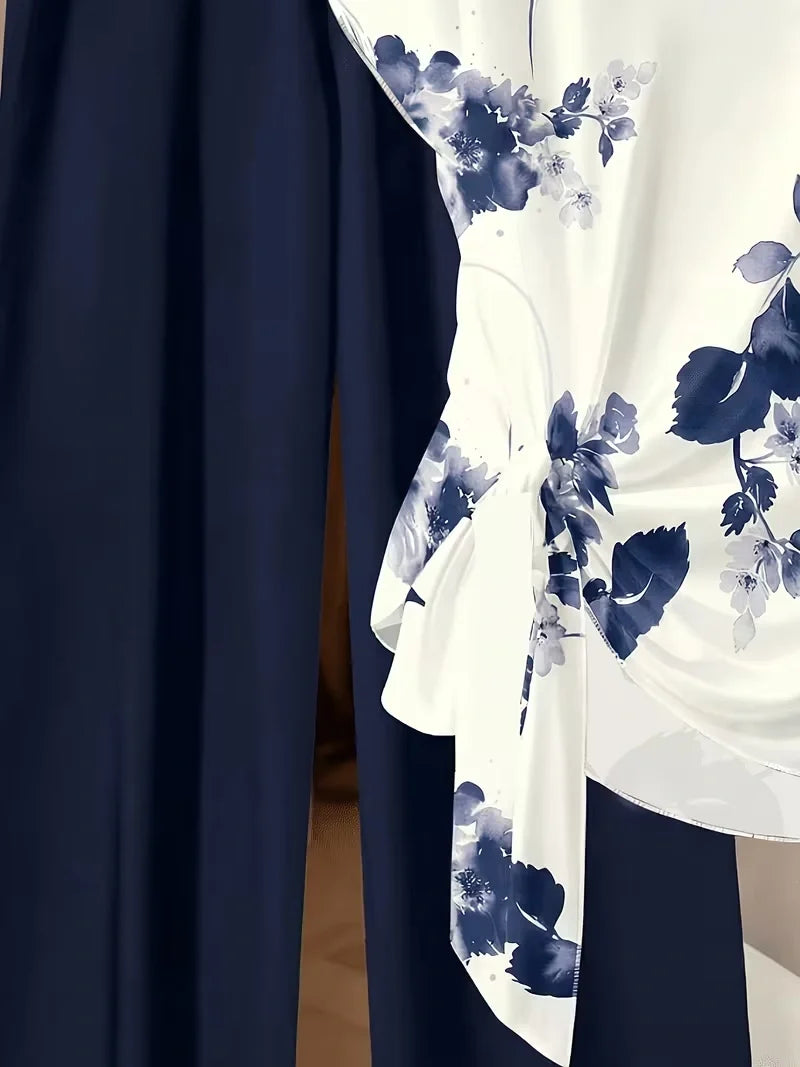 Women’s 2-Piece Floral Outfit – Shirt & Pants Set