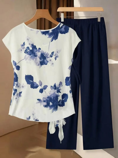 Women’s 2-Piece Floral Outfit – Shirt & Pants Set