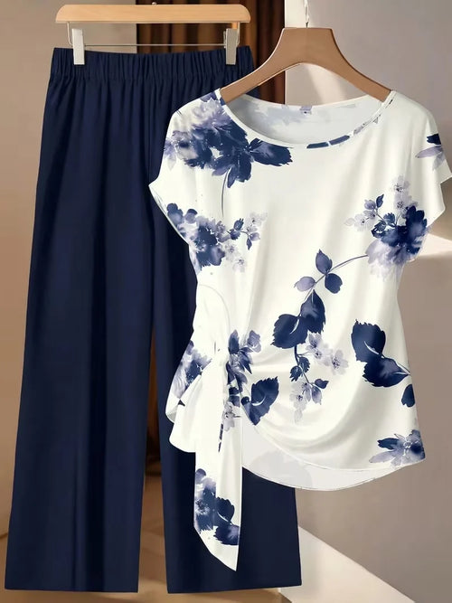 Women’s 2-Piece Floral Outfit – Shirt & Pants Set