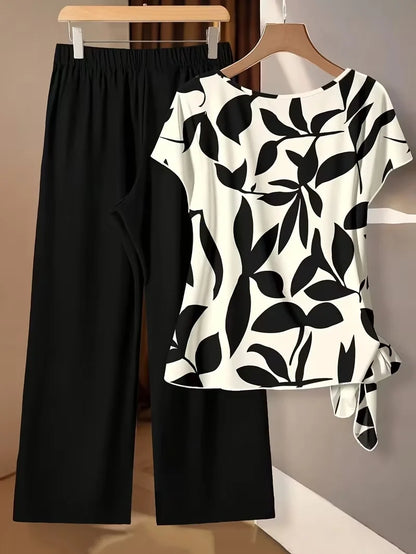 Women’s 2-Piece Floral Outfit – Shirt & Pants Set