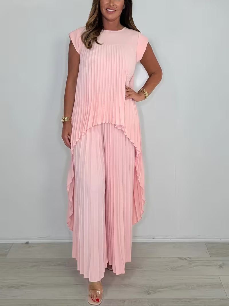 Women’s Asymmetrical Top & Pleated Pants Co-Ord Set