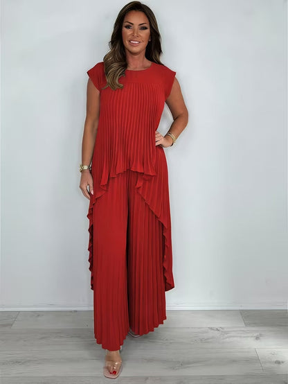 Women’s Asymmetrical Top & Pleated Pants Co-Ord Set