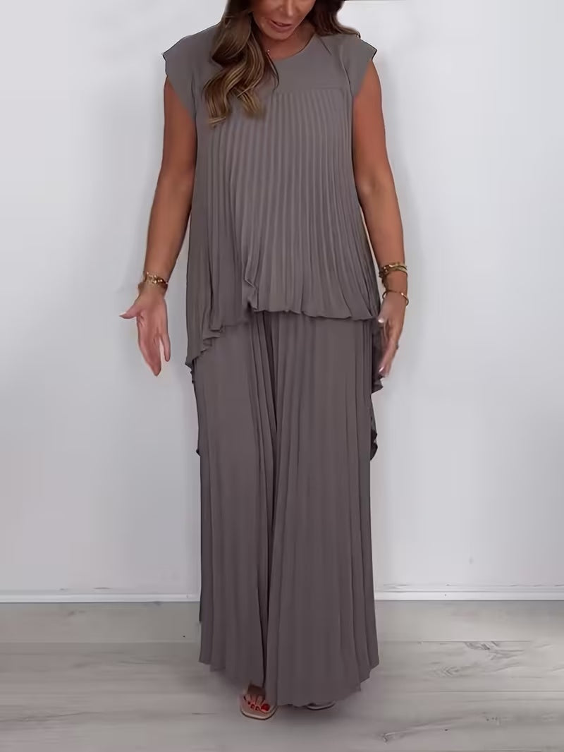 Women’s Asymmetrical Top & Pleated Pants Co-Ord Set
