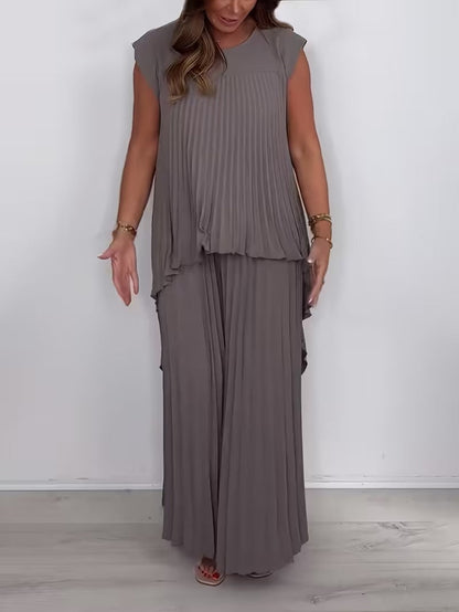 Women’s Asymmetrical Top & Pleated Pants Co-Ord Set