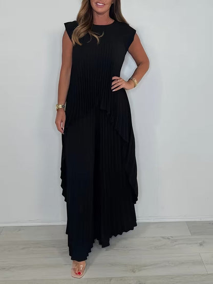 Women’s Asymmetrical Top & Pleated Pants Co-Ord Set