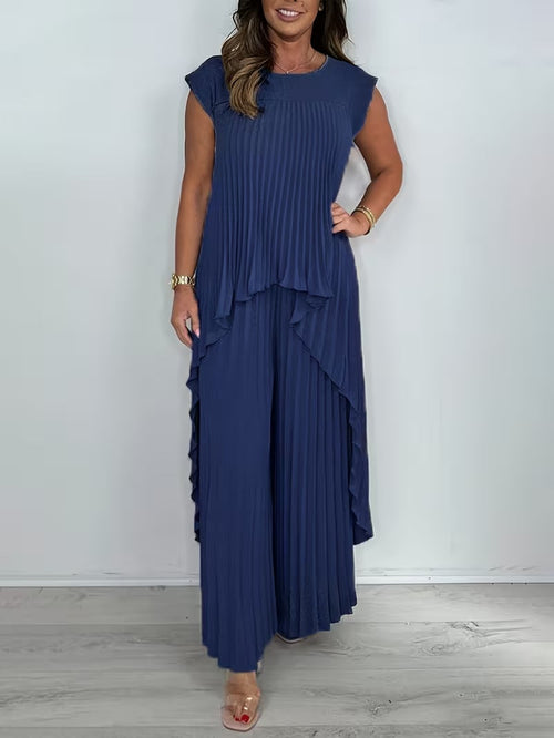 Women’s Asymmetrical Top & Pleated Pants Co-Ord Set