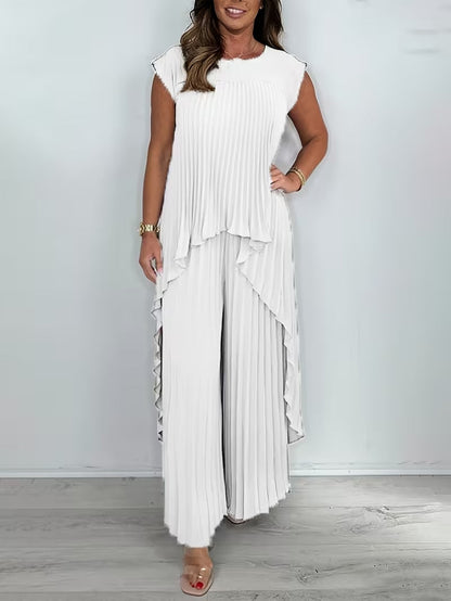 Women’s Asymmetrical Top & Pleated Pants Co-Ord Set