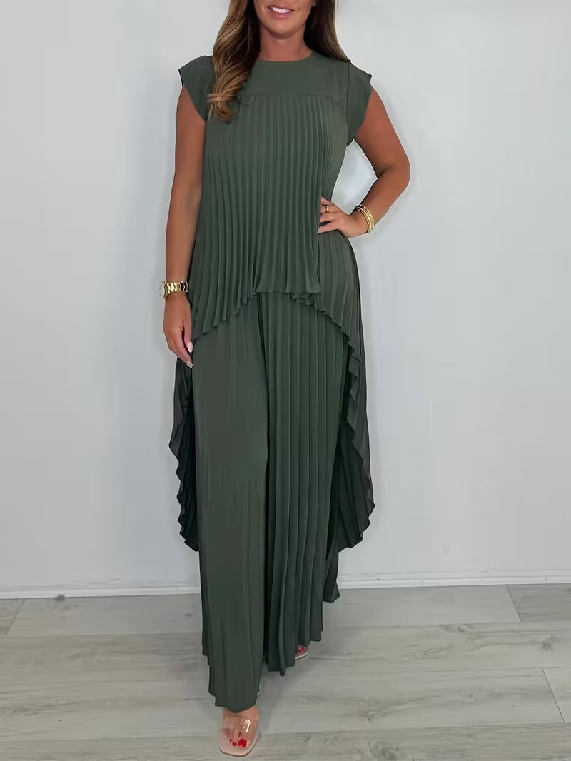 Women’s Asymmetrical Top & Pleated Pants Co-Ord Set