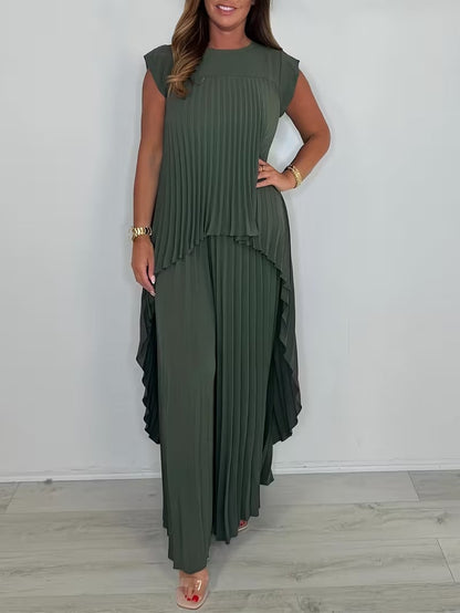 Women’s Asymmetrical Top & Pleated Pants Co-Ord Set
