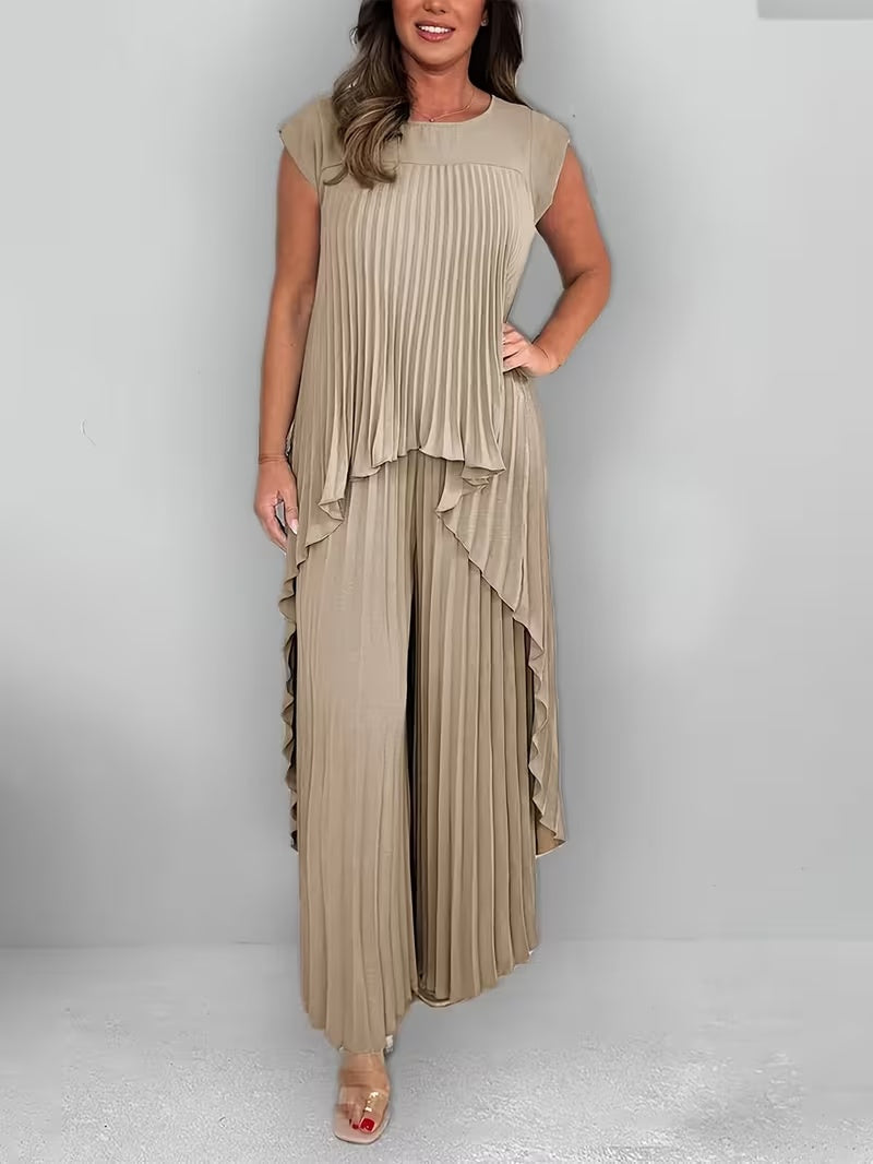 Women’s Asymmetrical Top & Pleated Pants Co-Ord Set
