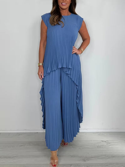 Women’s Asymmetrical Top & Pleated Pants Co-Ord Set