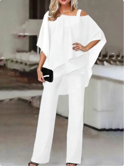 Off-Shoulder Top & Wide-Leg Pants Set for Women