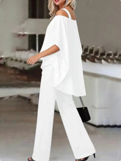Off-Shoulder Top & Wide-Leg Pants Set for Women