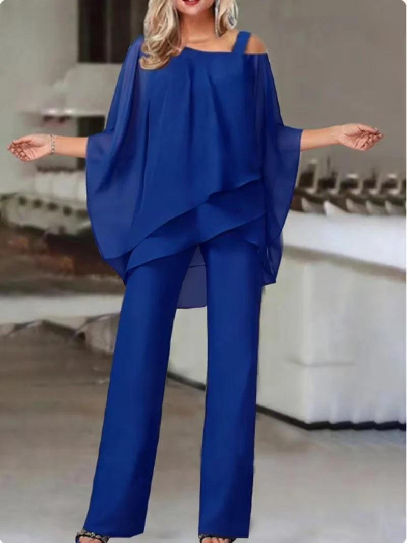 Off-Shoulder Top & Wide-Leg Pants Set for Women