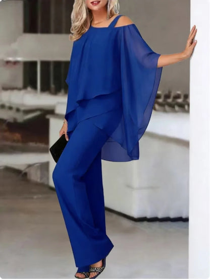 Off-Shoulder Top & Wide-Leg Pants Set for Women