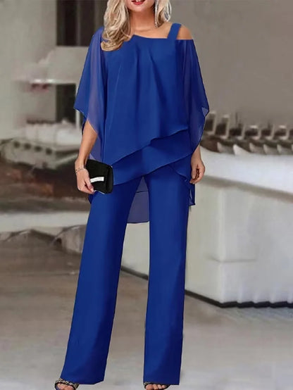 Off-Shoulder Top & Wide-Leg Pants Set for Women