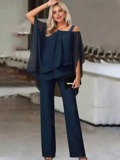 Off-Shoulder Top & Wide-Leg Pants Set for Women