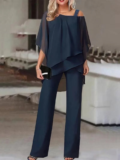 Off-Shoulder Top & Wide-Leg Pants Set for Women