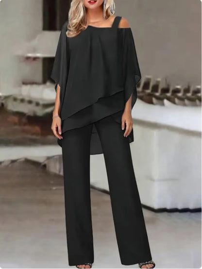 Off-Shoulder Top & Wide-Leg Pants Set for Women
