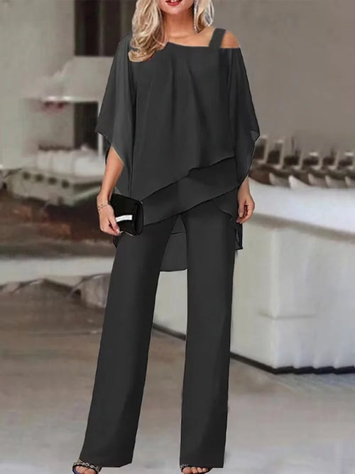 Off-Shoulder Top & Wide-Leg Pants Set for Women