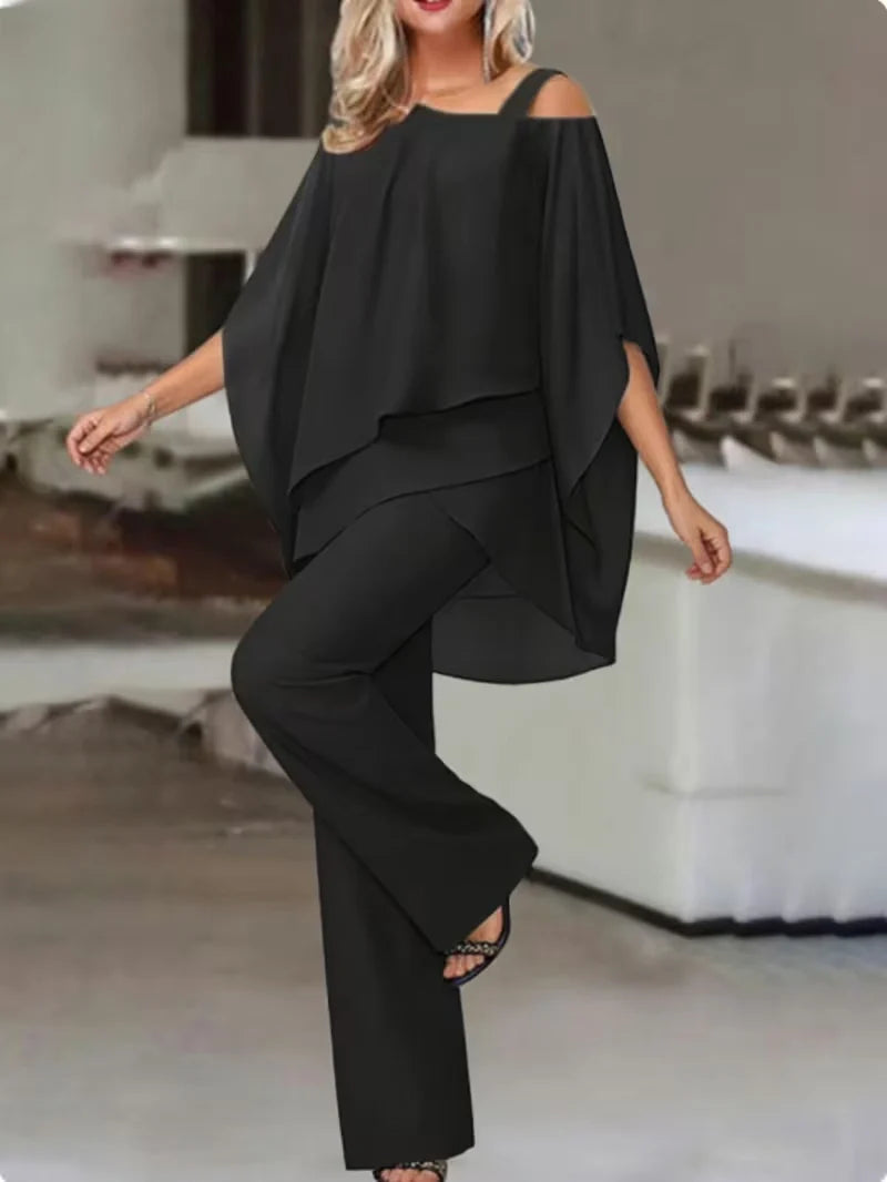 Off-Shoulder Top & Wide-Leg Pants Set for Women