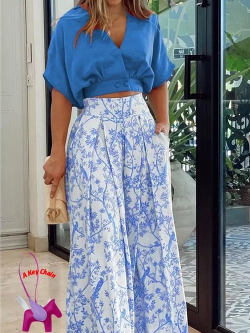 Women’s 2-Piece Printed Outfit – Casual & Stylish