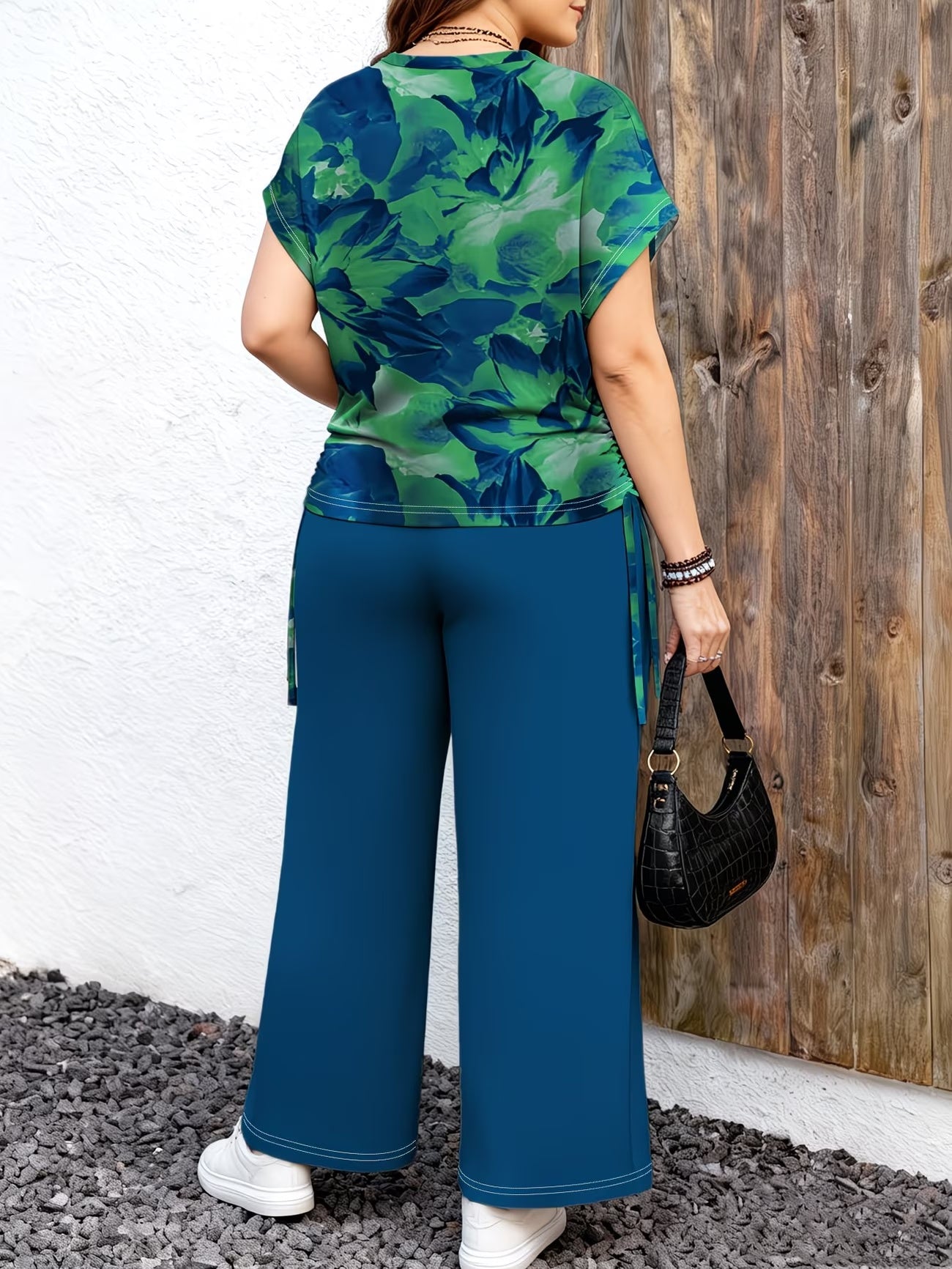 Plus Size Floral Print Co-Ord Set – Casual T-Shirt & Pants 2-Piece Summer Outfit