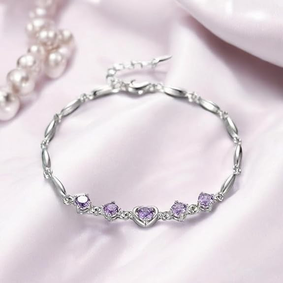 Purple Tulip Heart Bracelet