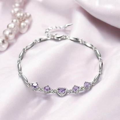 Purple Tulip Heart Bracelet