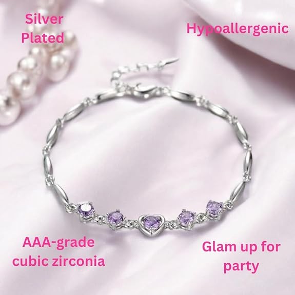 Purple Tulip Heart Bracelet