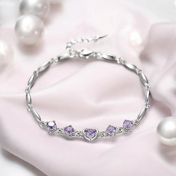 Purple Tulip Heart Bracelet