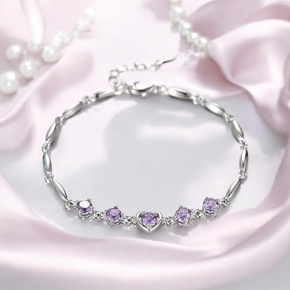 Purple Tulip Heart Bracelet