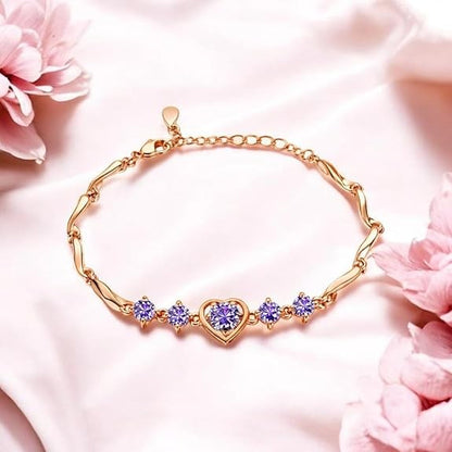 Rose Gold Purple Tulip Heart Bracelet