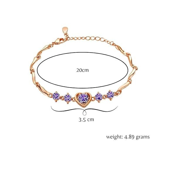 Rose Gold Purple Tulip Heart Bracelet