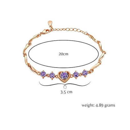 Rose Gold Purple Tulip Heart Bracelet