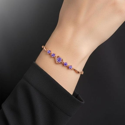 Rose Gold Purple Tulip Heart Bracelet
