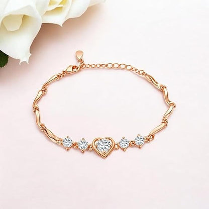 Rose Gold White Tulip Heart Bracelet