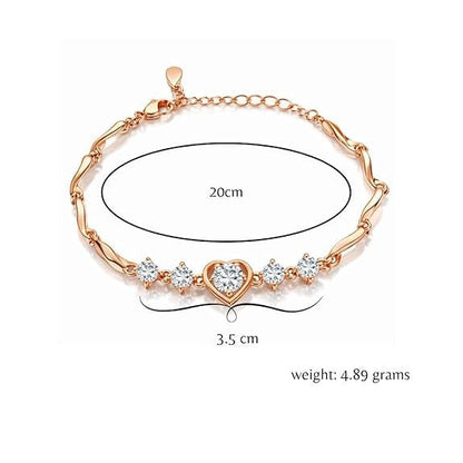 Rose Gold White Tulip Heart Bracelet