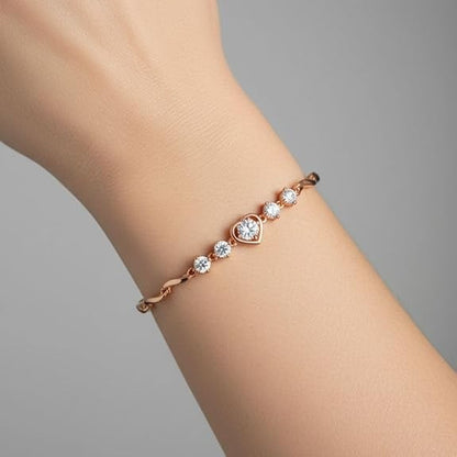 Rose Gold White Tulip Heart Bracelet