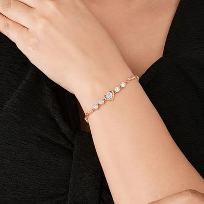 Rose Gold White Tulip Heart Bracelet