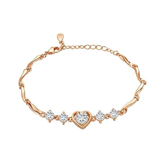 Rose Gold White Tulip Heart Bracelet